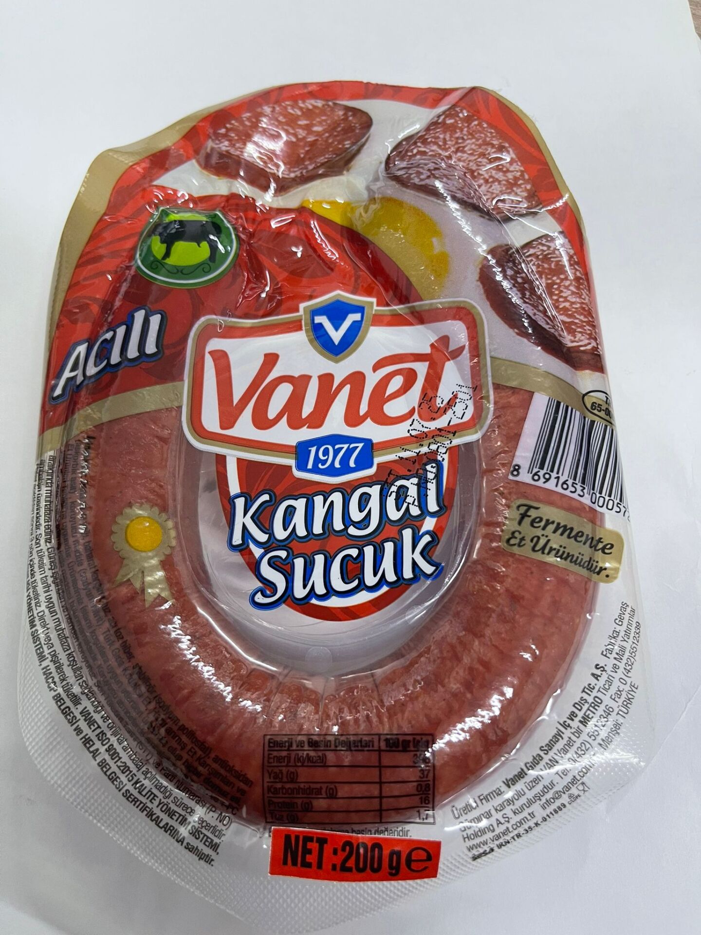 ACILI VANET KANGAL SUCUK %100 DANA  200 GR